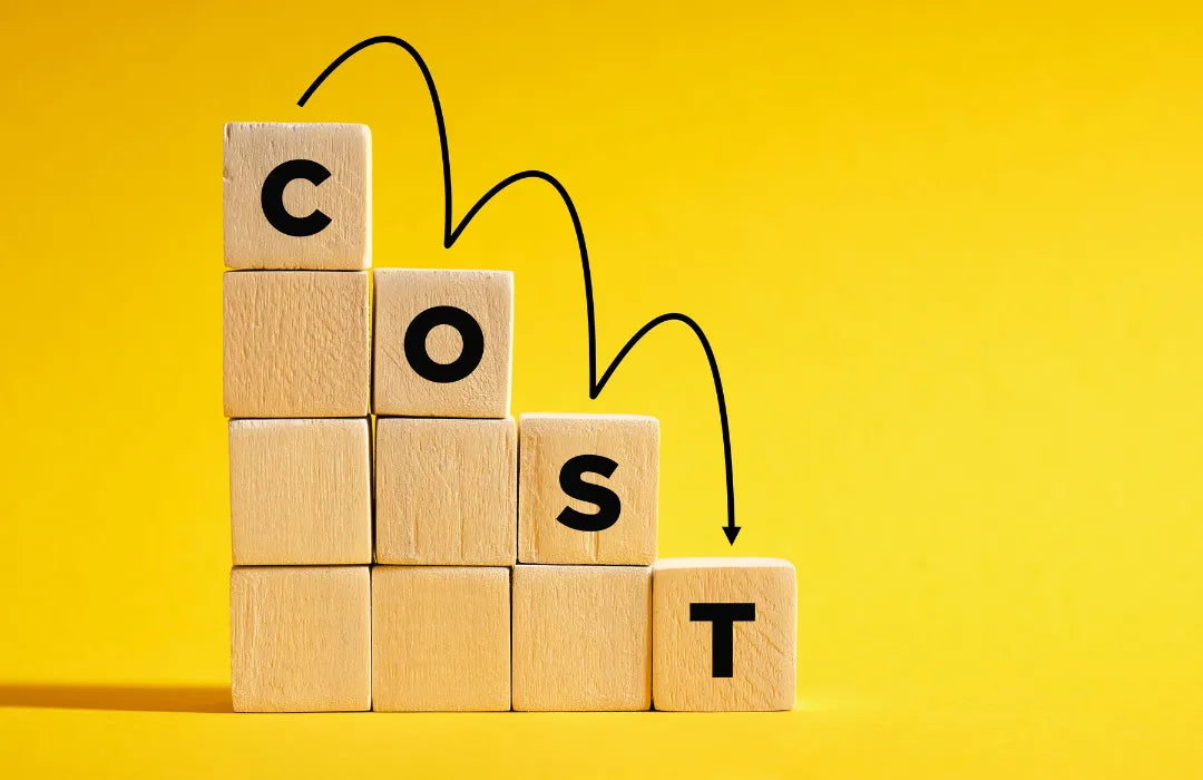 COST blocks stepping down with arrows — reducing cleaning supply costs.