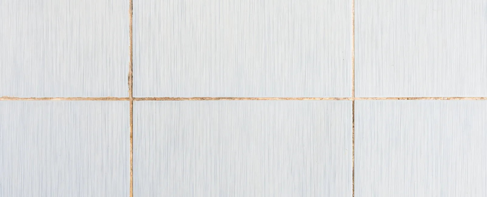 Dirty grout lines on white bathroom tiles before professional cleaning