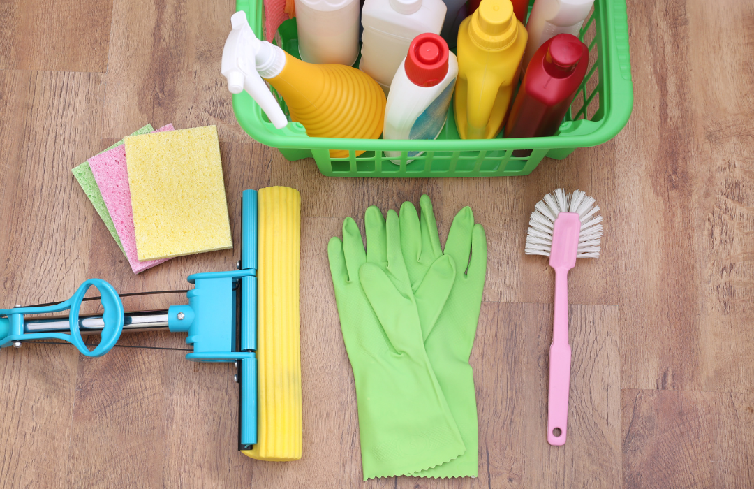 Organized cleaning products and tools to boost household efficiency