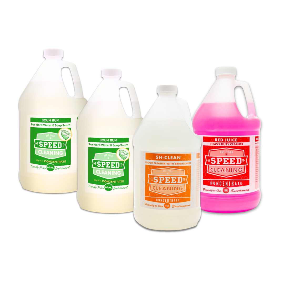 Red Scum 4 Gallon Bundle: Scum Bum (2), Red Juice (1), Sh-Clean (1) – Speed Cleaning