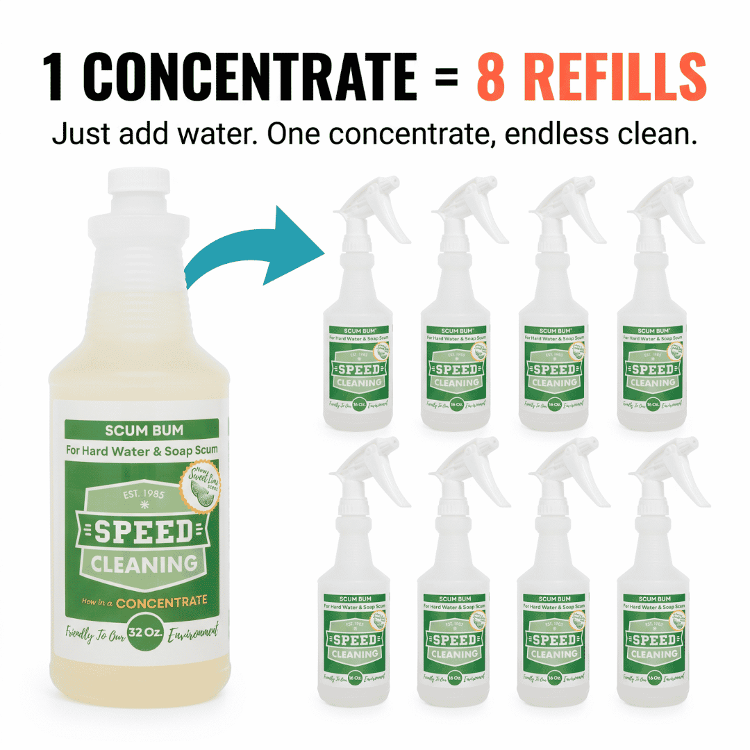 Scum Bum™ | Non-Toxic Hard Water Stain Remover | Now Available in Concentrate