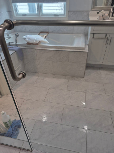 Same shower door, clear after Scum Bum