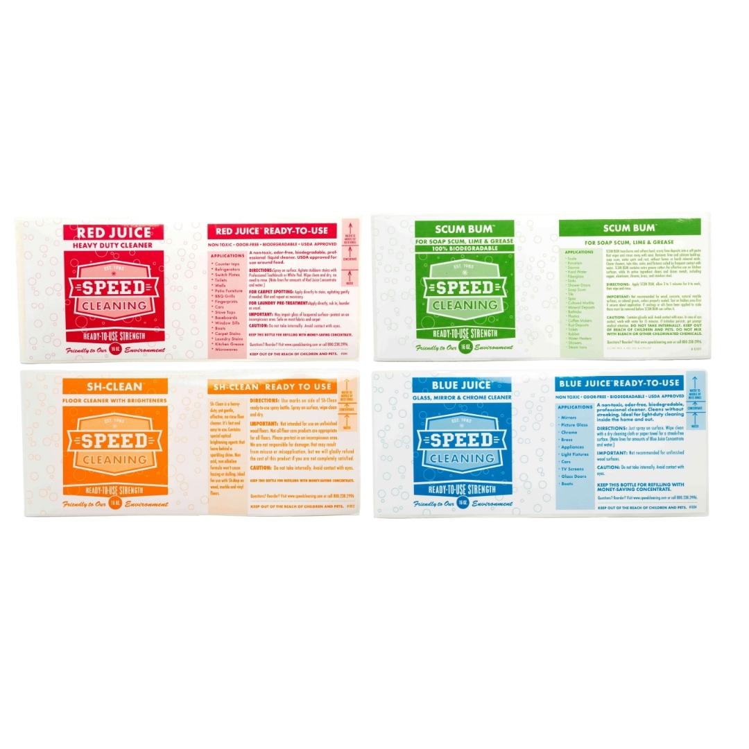 Red Juice Label for 16 oz Natural Bottles | Speed Cleaning