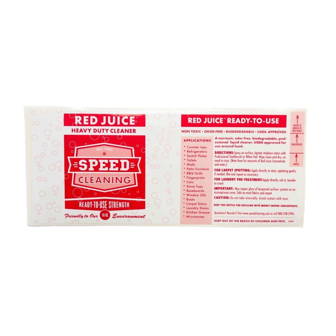 Red Juice Label for 16 oz Natural Bottles | Speed Cleaning